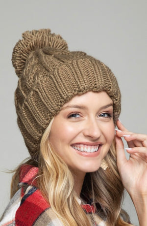 Knitted Basic Beanie with Pompom