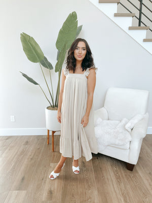 Ruffle Sleeve Midi Dress
