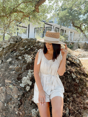 Straw Hat With Contrast Trim
