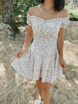 Off The Shoulder Floral Print Dress