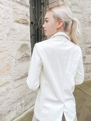 White Leather Blazer
