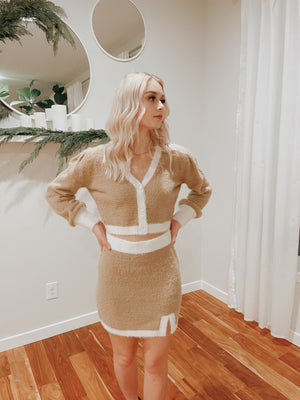 Fuzzy Color Block Bodycon Skirt