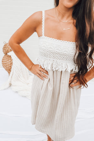 Crochet Sleeveless Dress with Fringe