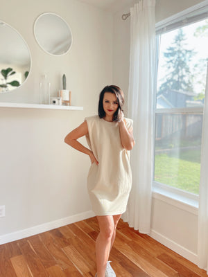 Padded Shoulder Sleeveless Muscle Dress