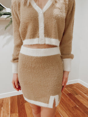 Fuzzy Color Block Bodycon Skirt