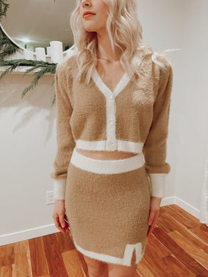 Fuzzy Color Block Bodycon Skirt
