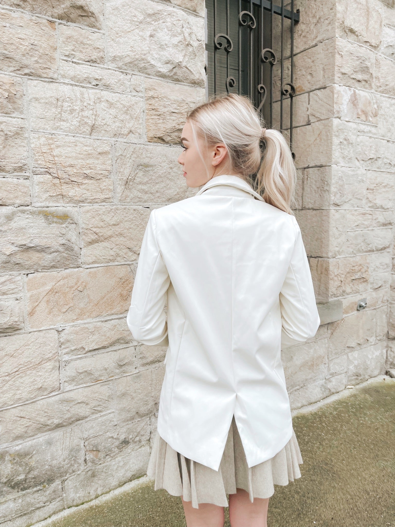 White Leather Blazer