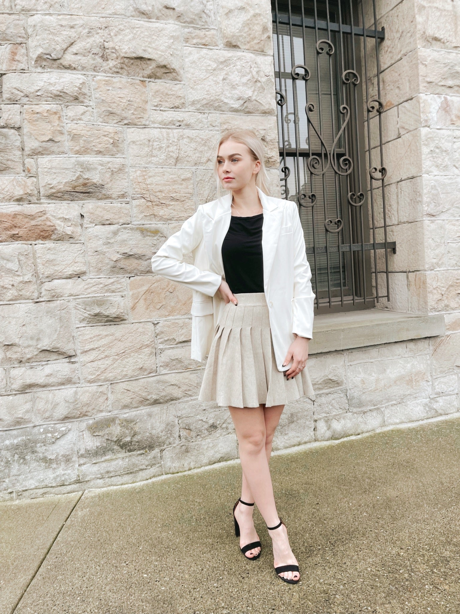 White Leather Blazer