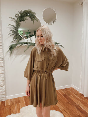 UTILITY BUTTON UP SHIRT DRESS