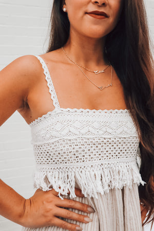 Crochet Sleeveless Dress with Fringe