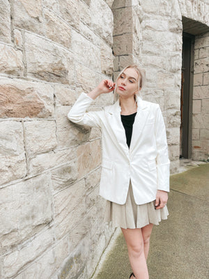 White Leather Blazer