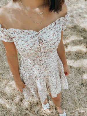 Off The Shoulder Floral Print Dress
