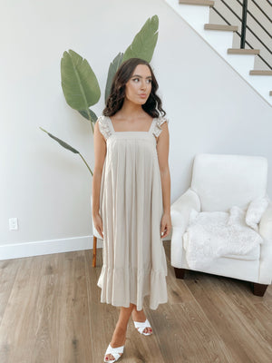 Ruffle Sleeve Midi Dress