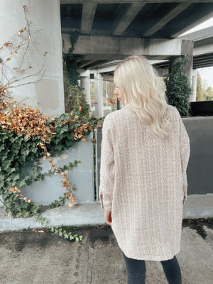 Long Sleeve Tweed Button Down Jacket