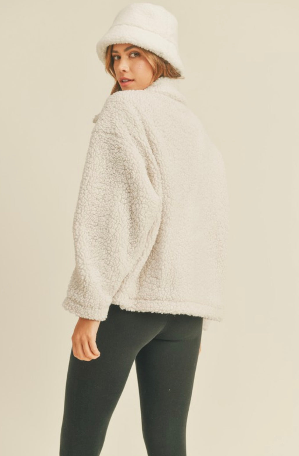 FLEECE AND DENIM COMBO OVERSIZED JACKET