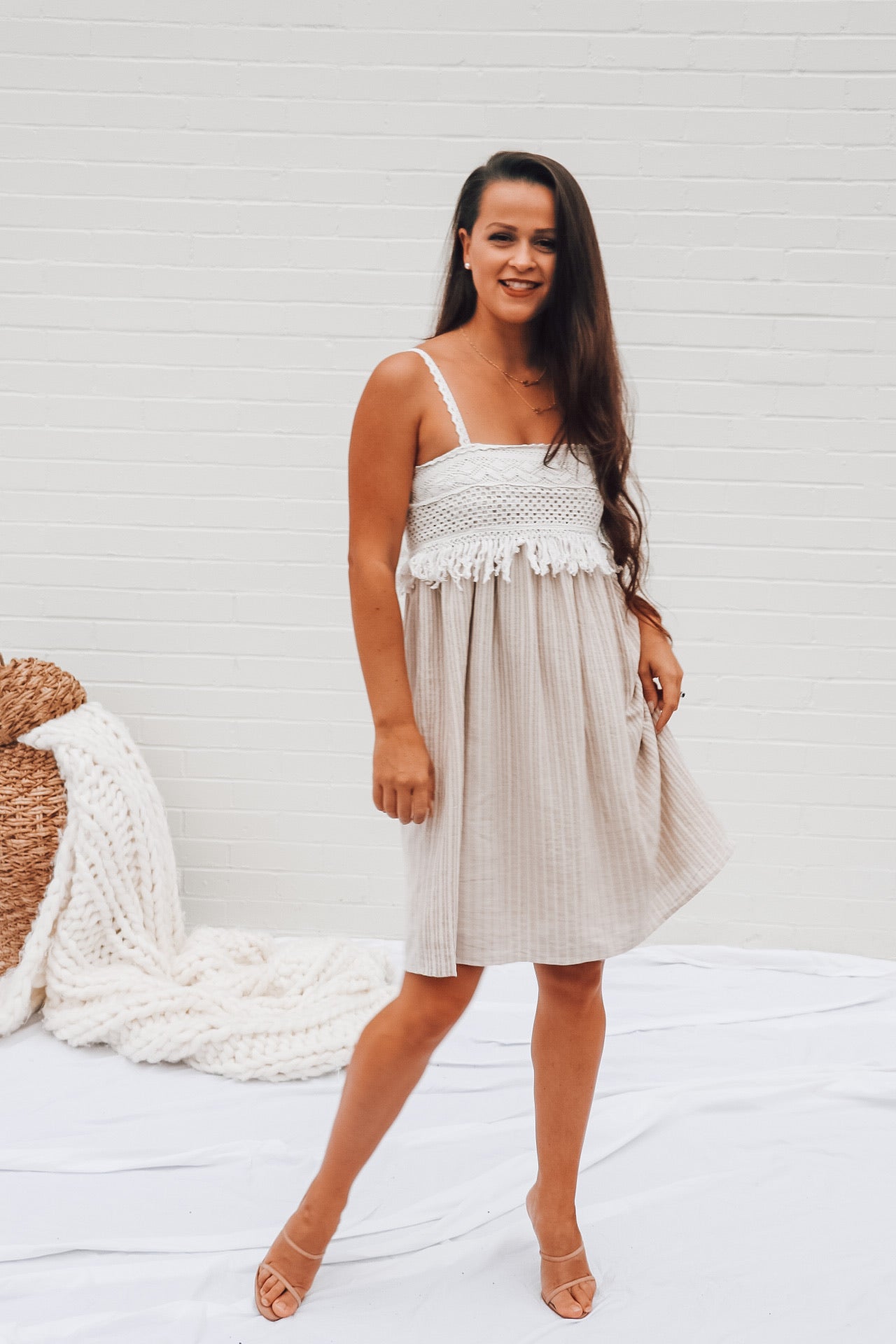 Crochet Sleeveless Dress with Fringe