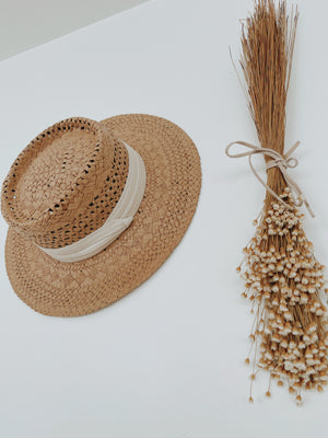 Straw Hat With Contrast Trim