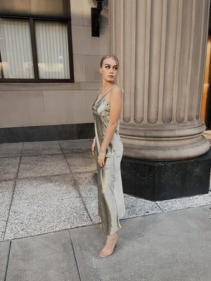 Split Side Button Trim Cami Dress