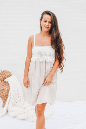 Crochet Sleeveless Dress with Fringe