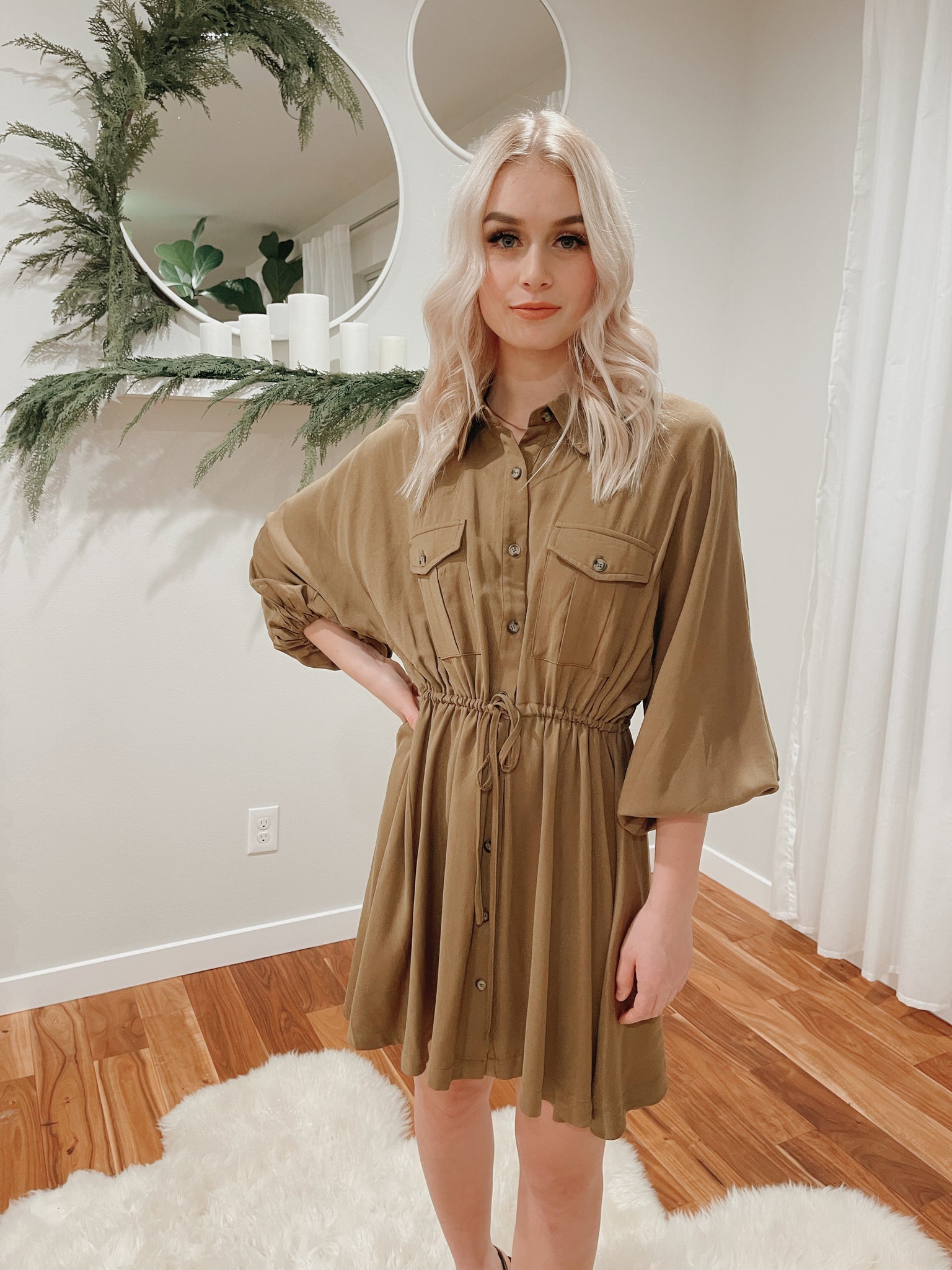 UTILITY BUTTON UP SHIRT DRESS