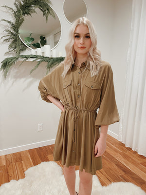 UTILITY BUTTON UP SHIRT DRESS