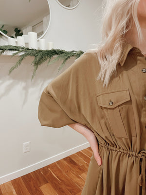 UTILITY BUTTON UP SHIRT DRESS