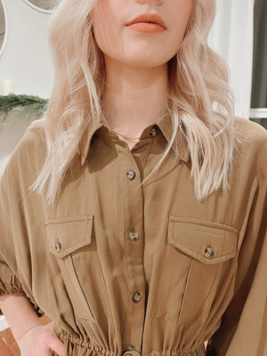 UTILITY BUTTON UP SHIRT DRESS