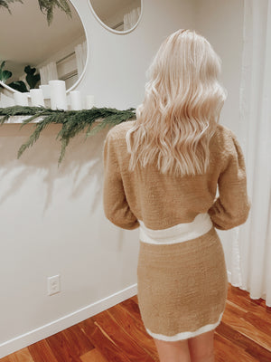 Fuzzy Color Block Bodycon Skirt