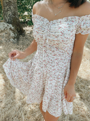Off The Shoulder Floral Print Dress