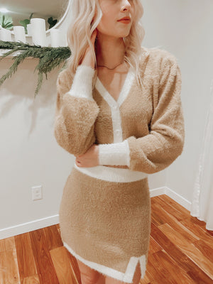 Fuzzy Color Block Bodycon Skirt
