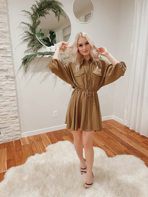 UTILITY BUTTON UP SHIRT DRESS