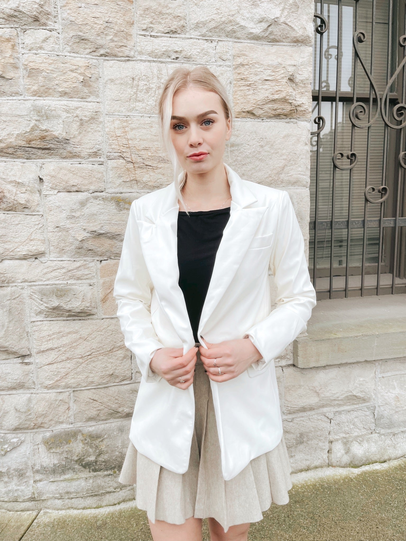 White Leather Blazer