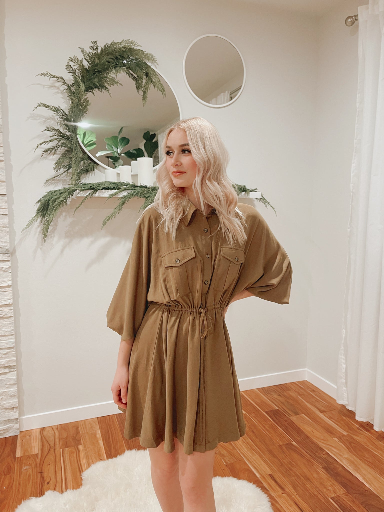 UTILITY BUTTON UP SHIRT DRESS