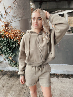 Oversized Hooded Zipup Jacket and Shorts